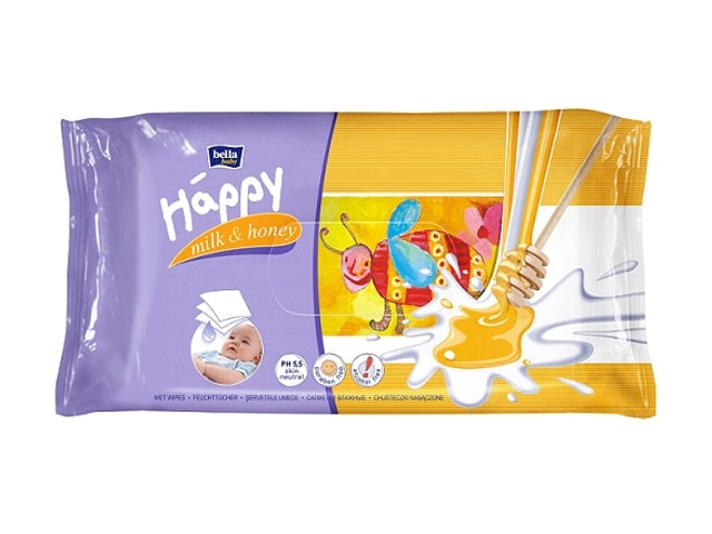 HAPPY WET WIPES HONEY AND MILK 64PCS YELLOW Line of tissues other