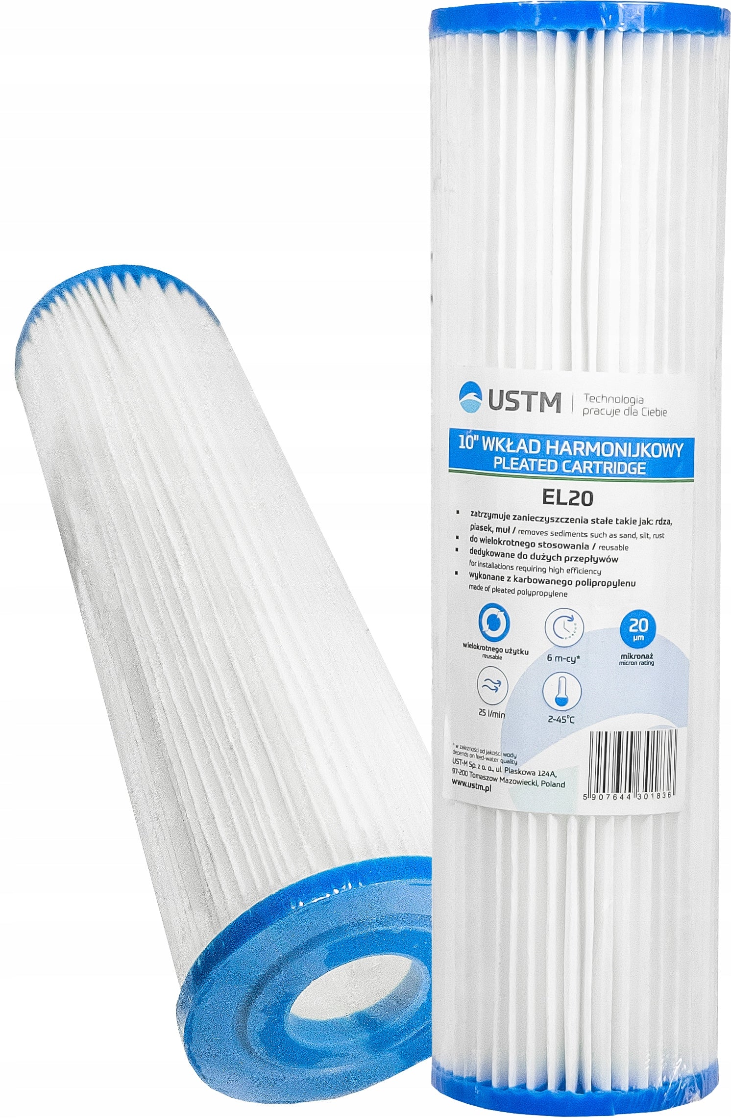 HARMONICA WATER FILTER CARTRIDGE EL20 20 MICRON REMOVES CONTAMINANTS USTM