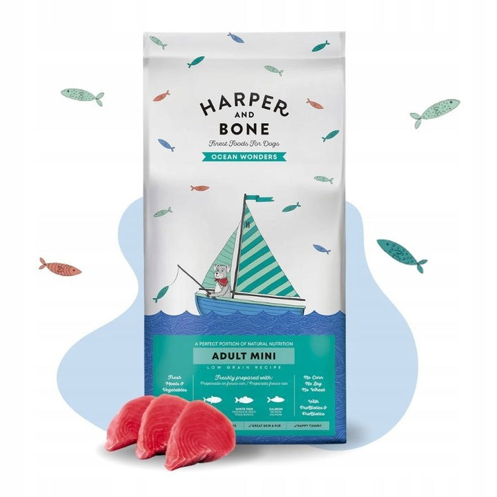 HARPER and BONE MINI for Dog Small Breeds 50% Meat Fish SALMON Tuna 10kg