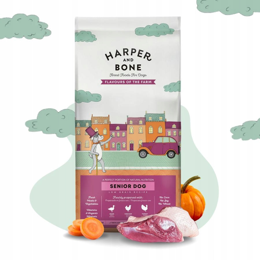 HARPER and BONE Senior Light Dog Food with Overweight 49% Meat TURKEY 2kg