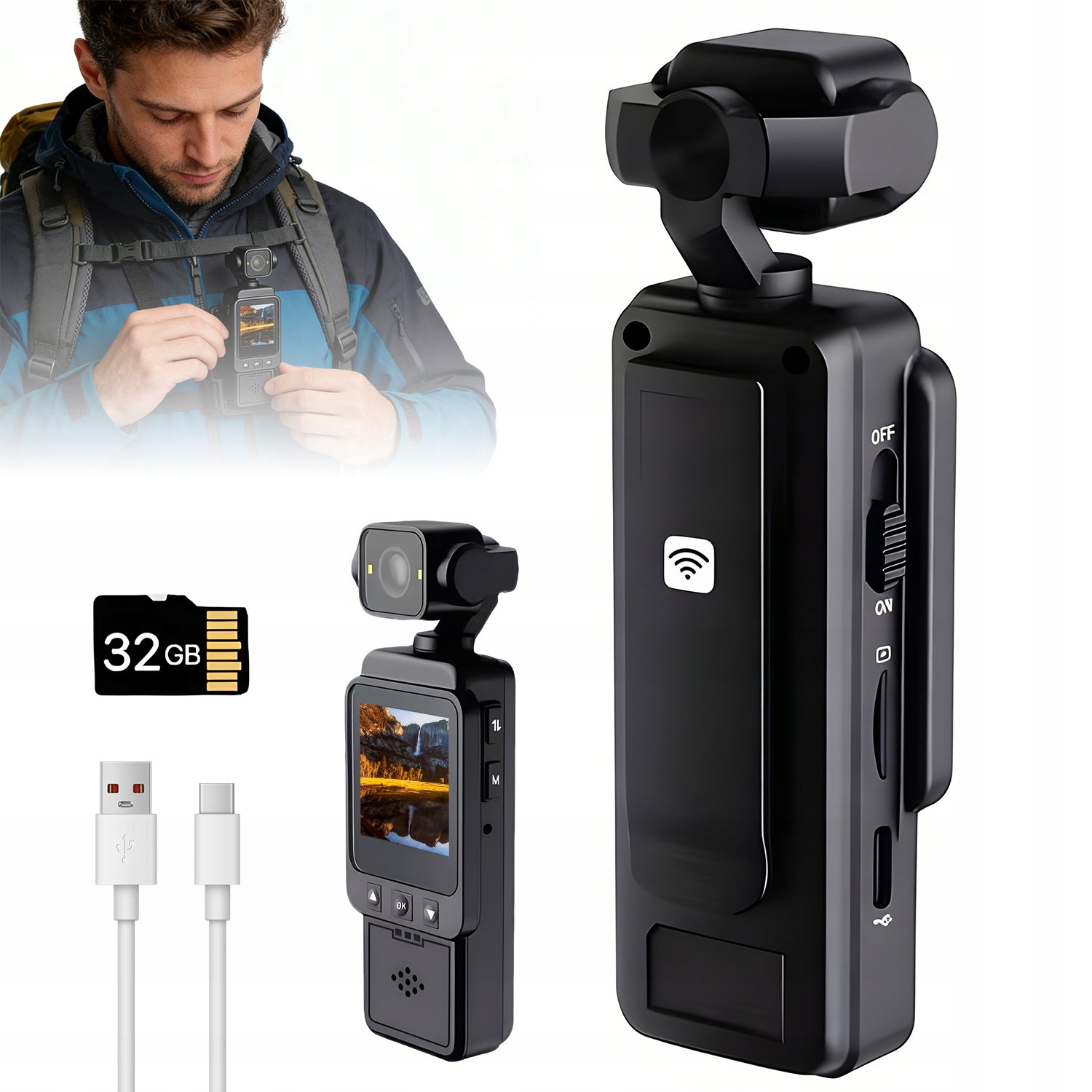 HD 1080P SPORTS CAMERA PORTABLE MOTION DETECTION COLORFUL HIKING SCREEN