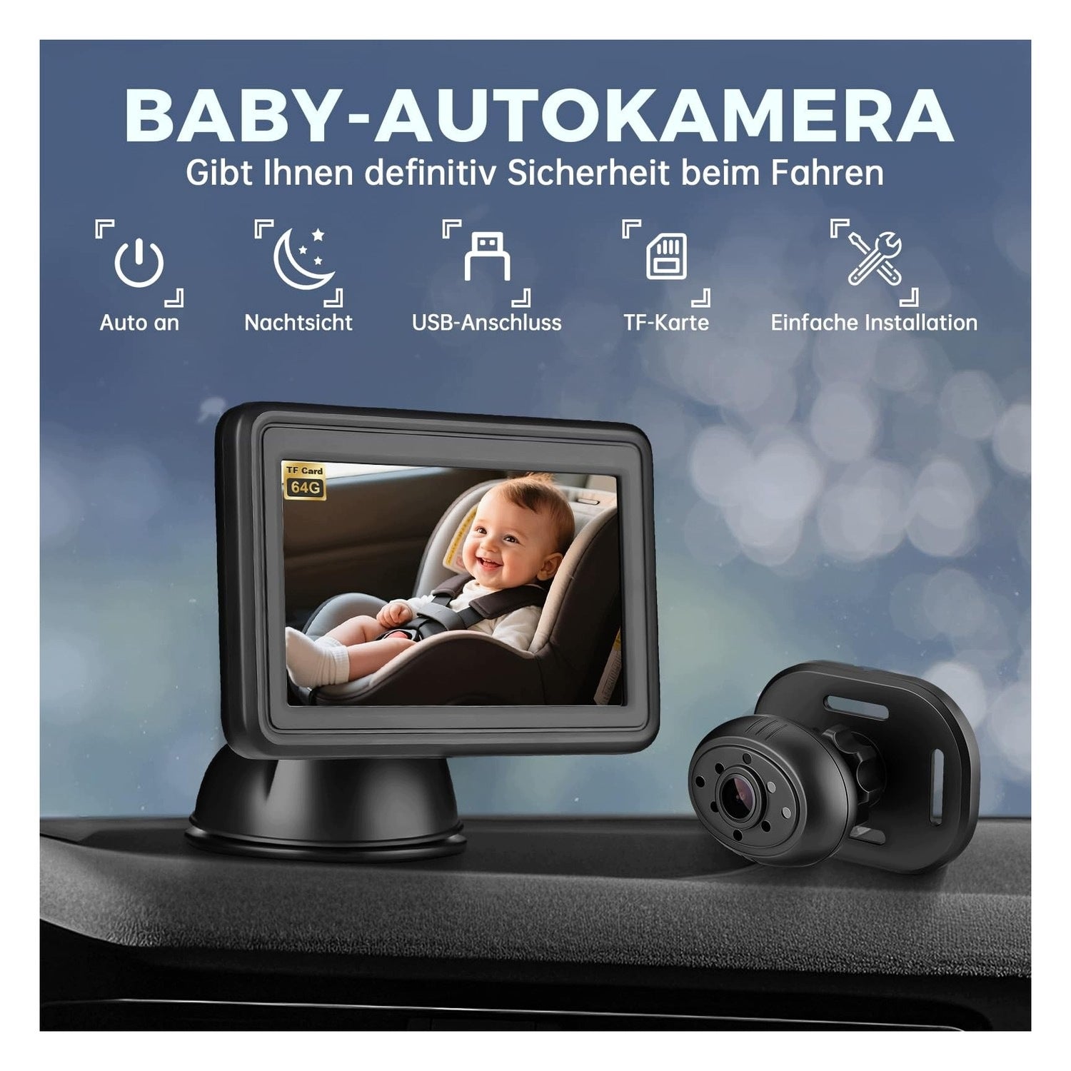 HD 1080P car camera - with monitor - with night vision Brand no brand