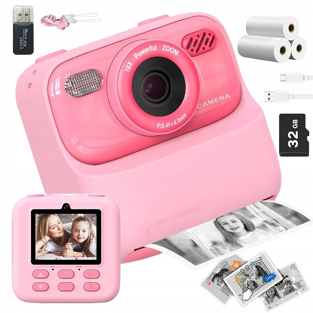 HD CAMERA FOR INSTANT PRINTS FOR KIDS GAMES 32GB GIFT
