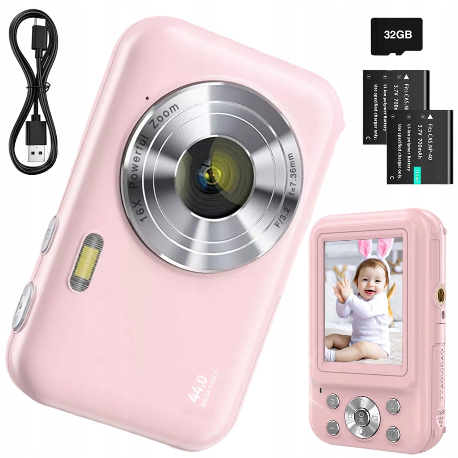 HD DIGITAL CAMERA PORTABLE CAMERA 1080P ZOOM STABILIZATION 16X 32GB CARD