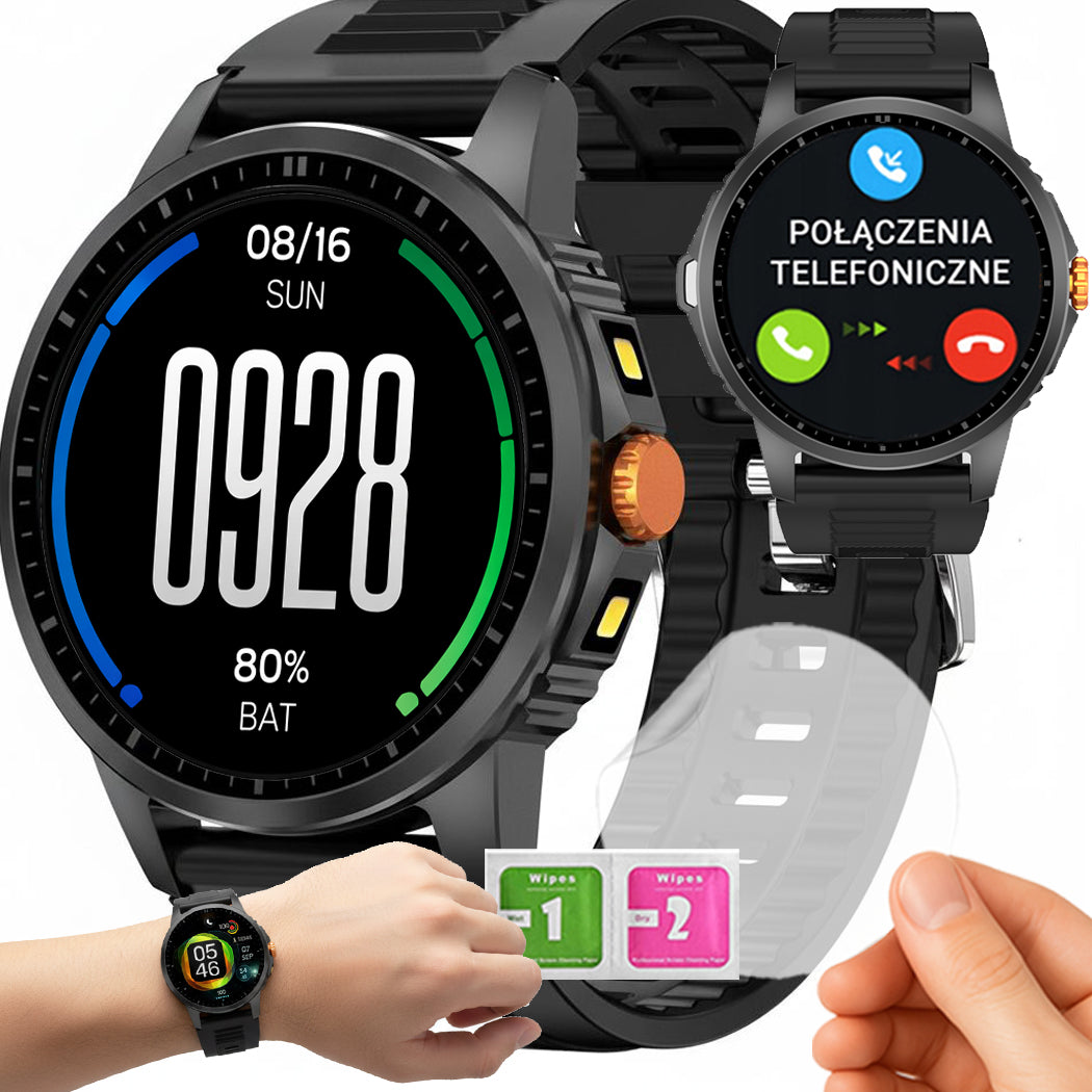 HD Sports Smartwatch Reinforced Compass Flashlight Health Steps Calories