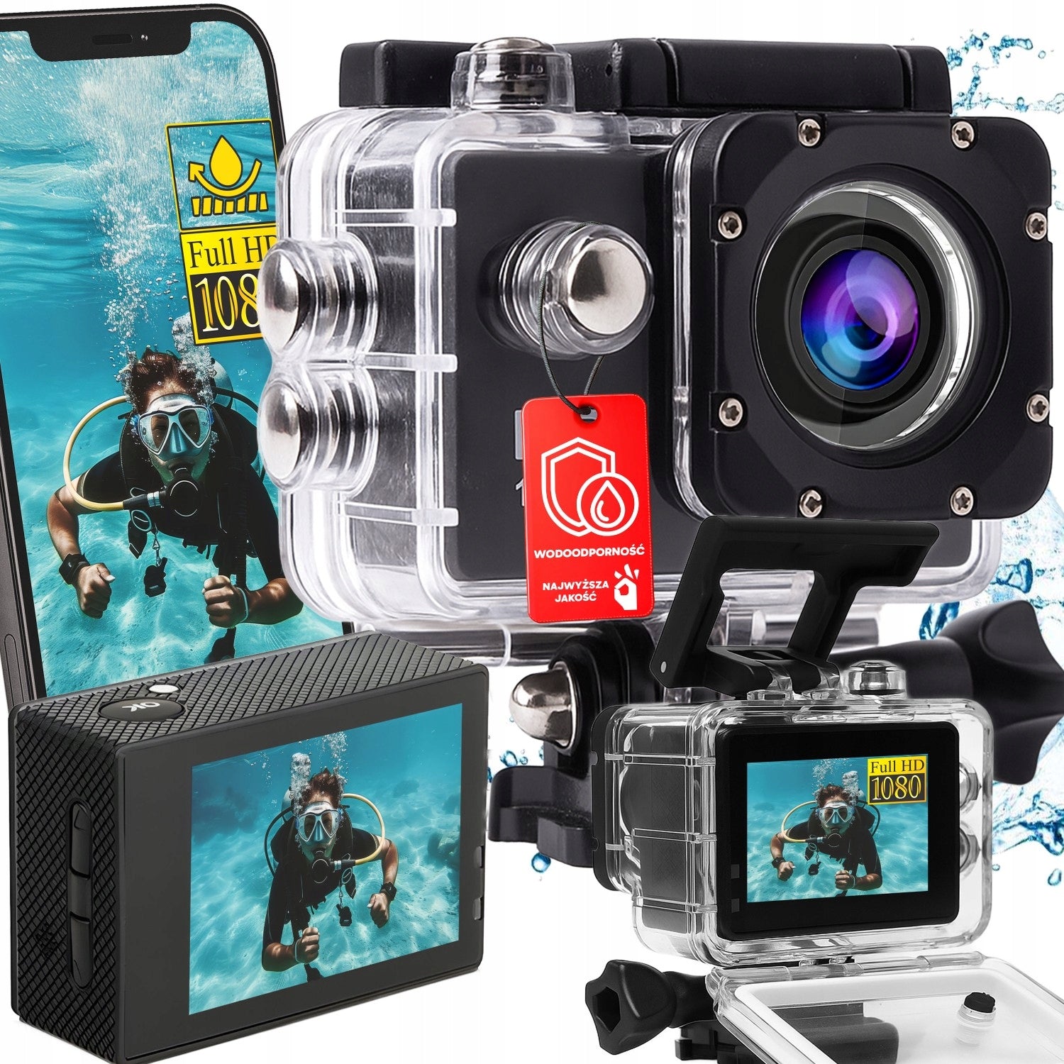 HD WATERPROOF SPORTS CAMERA FULL Wi-Fi 30M MOUNTS PRO GO LCD MOUNTS Packaging status original