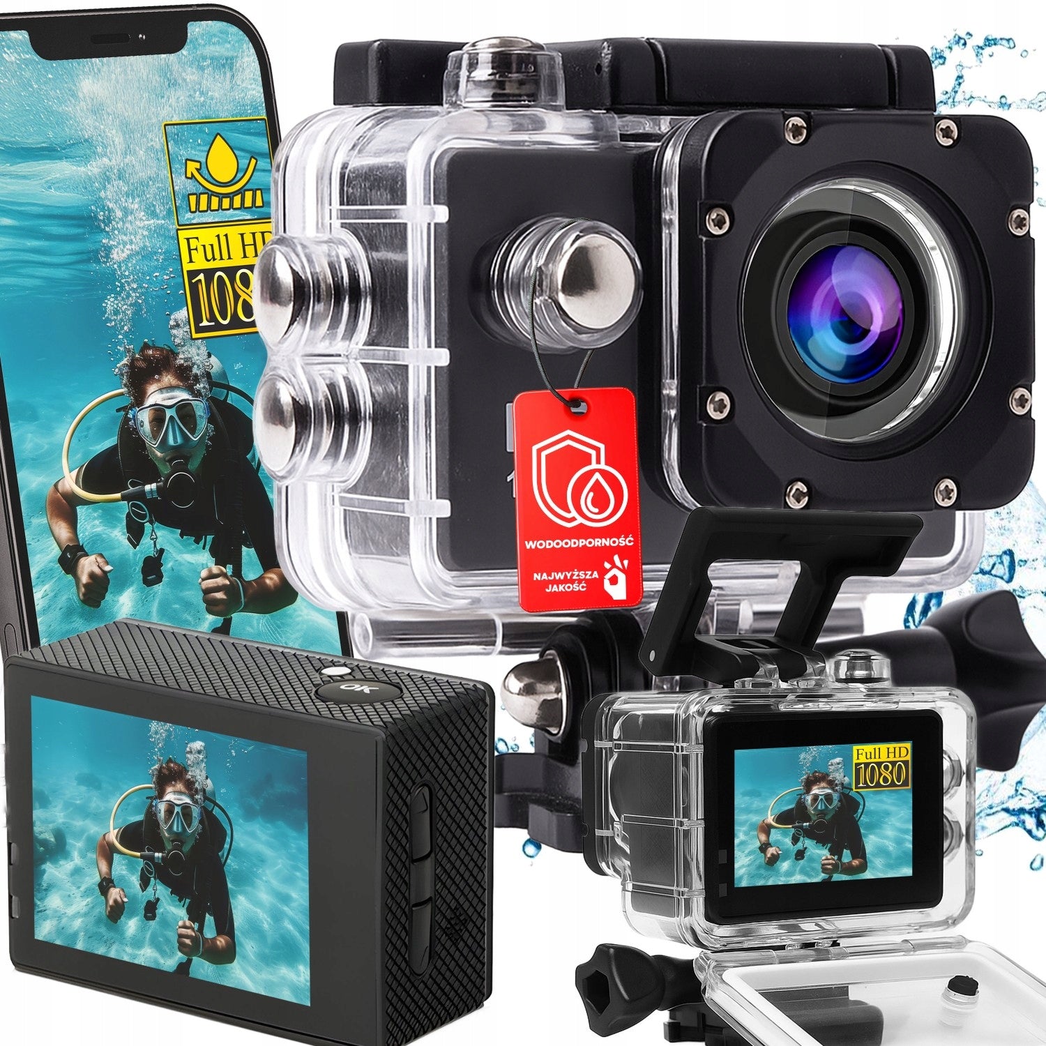 HD WATERPROOF SPORTS CAMERA FULL Wi-Fi 30M MOUNTS PRO GO LCD MOUNTS