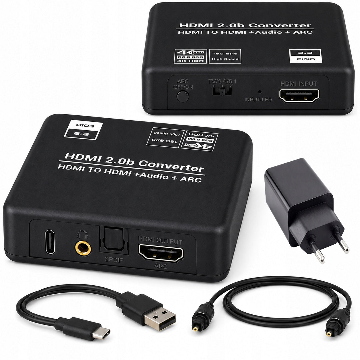 HDMI 2.0 Extractor Audio Converter TOSLINK Minijack ARC| 4K 60Hz| HDCP 2.2 Packaging status original