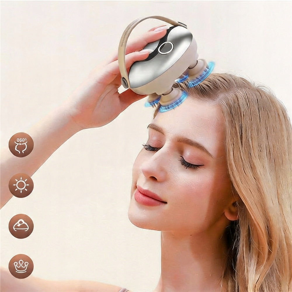 HEAD MASSAGER WITH RED LIGHT LED THERAPY WATERPROOF USB Packaging status original