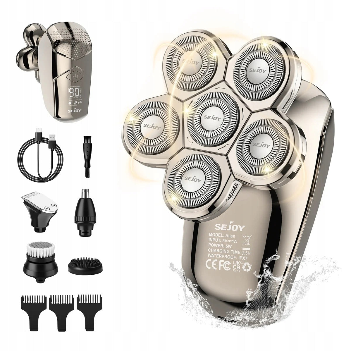 HEAD SHAVER SEJOY ALIEN 6D 5W IPX7 SET 5IN1 USB-C
