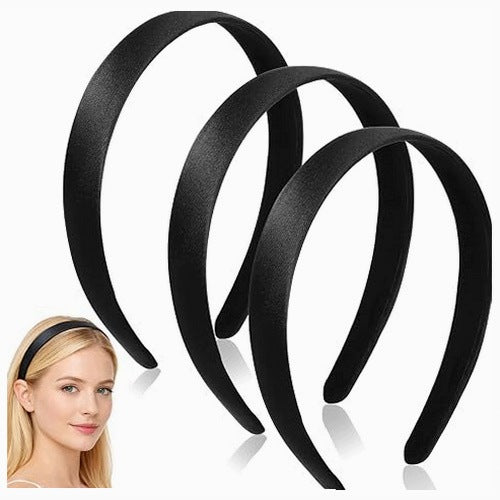 HEADBAND SATIN BLACK WOMEN'S HAIR ELEGANT FOR BIRTHDAY