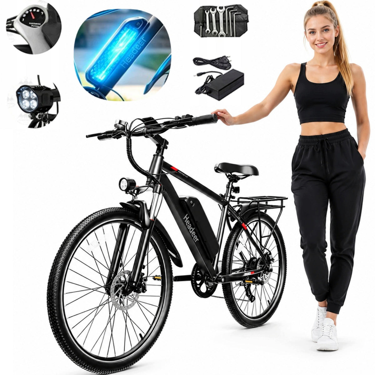 HEADEER BK1350 Electric Bike 500W 48V 15.6Ah 35km/h 80km Range 26"