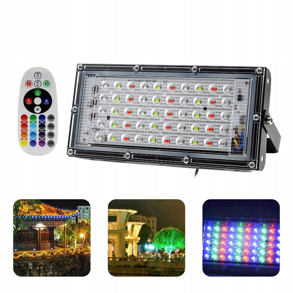 HEADLIGHT RGB 50W LED GARDEN WATERPROOF REMOTE CONTROL 16 COLORS LIGHT IP65 Brand no brand