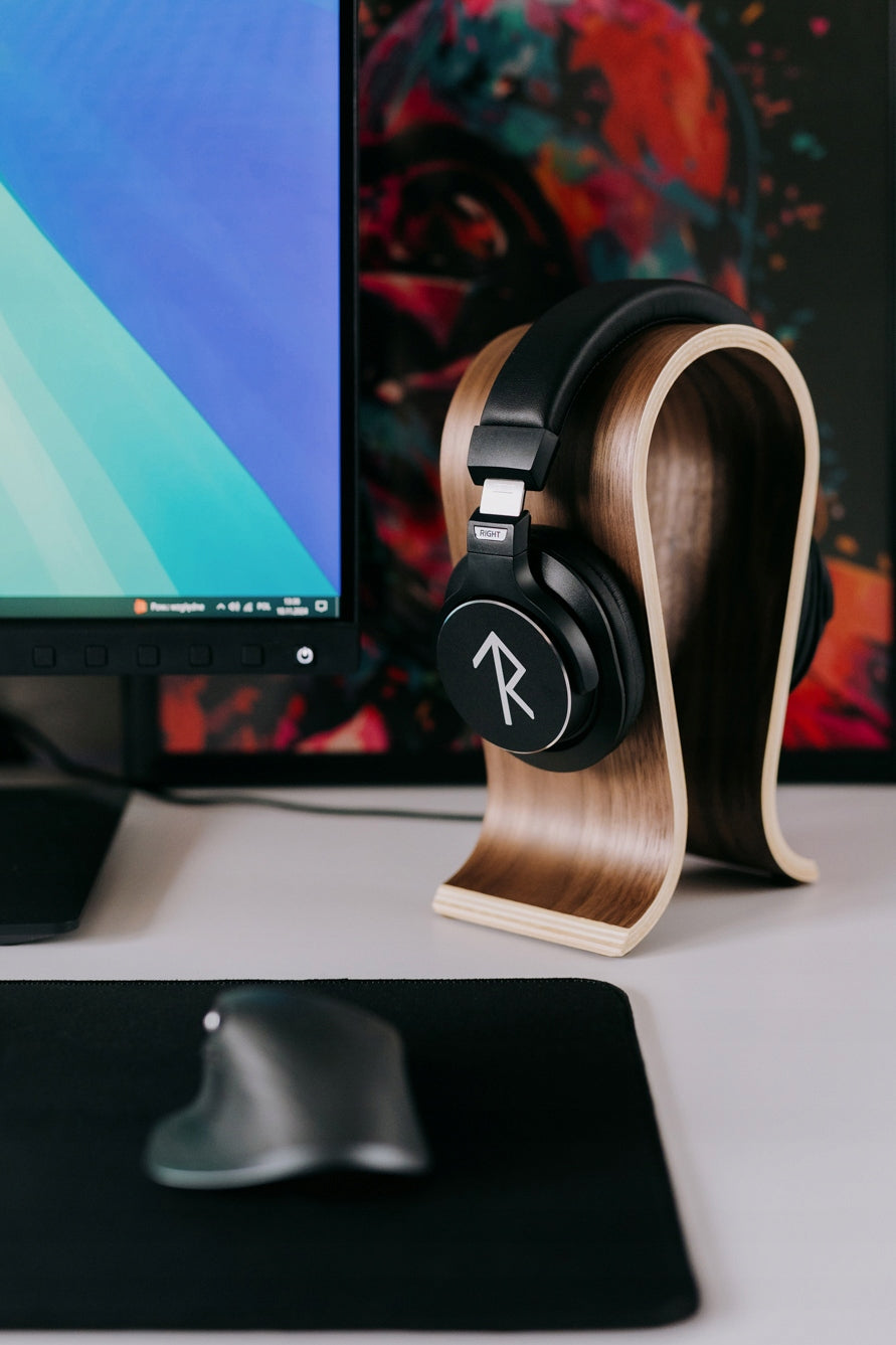 HEADPHONE STAND WOODEN VENEER WALNUT MATTE TRIPOD HANGER FONOTE Brand no brand