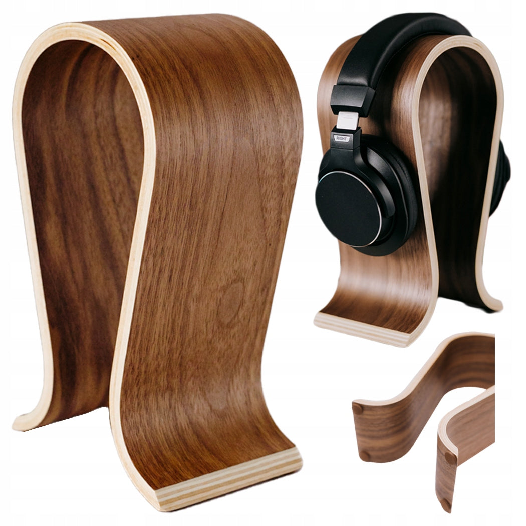 HEADPHONE STAND WOODEN VENEER WALNUT MATTE TRIPOD HANGER FONOTE
