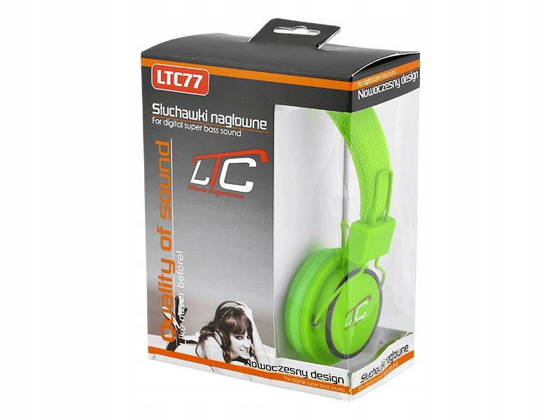 HEADPHONES BRAIDED GREEN LTC77 STEREO Brand LTC
