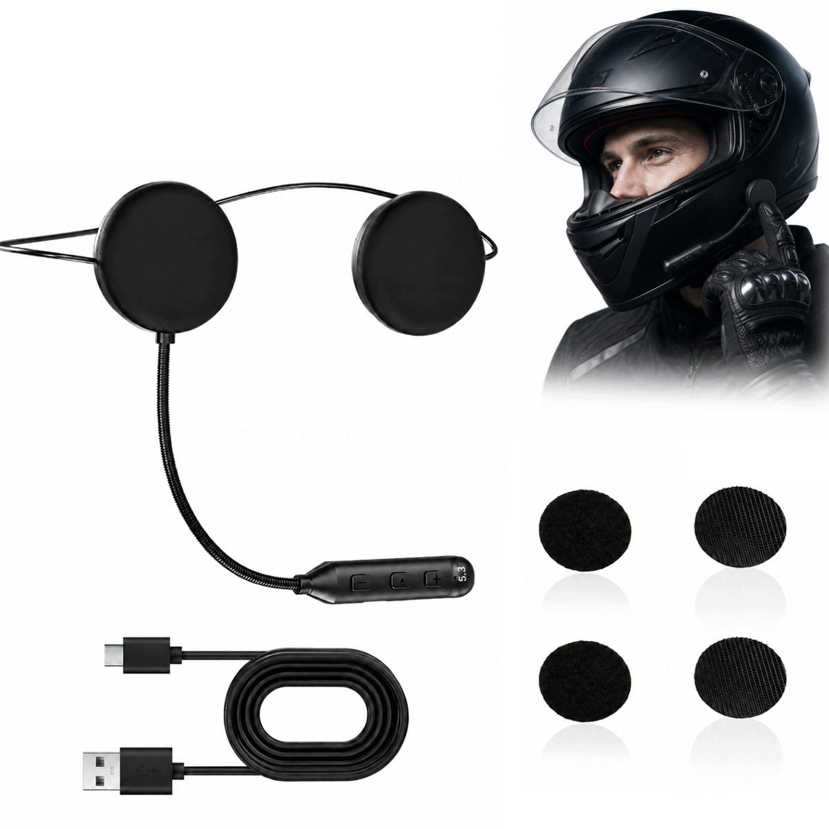 HEADPHONES FOR MOTORCYCLE HELMET BT5.3 NOISE REDUCTION SPEAKERPHONE