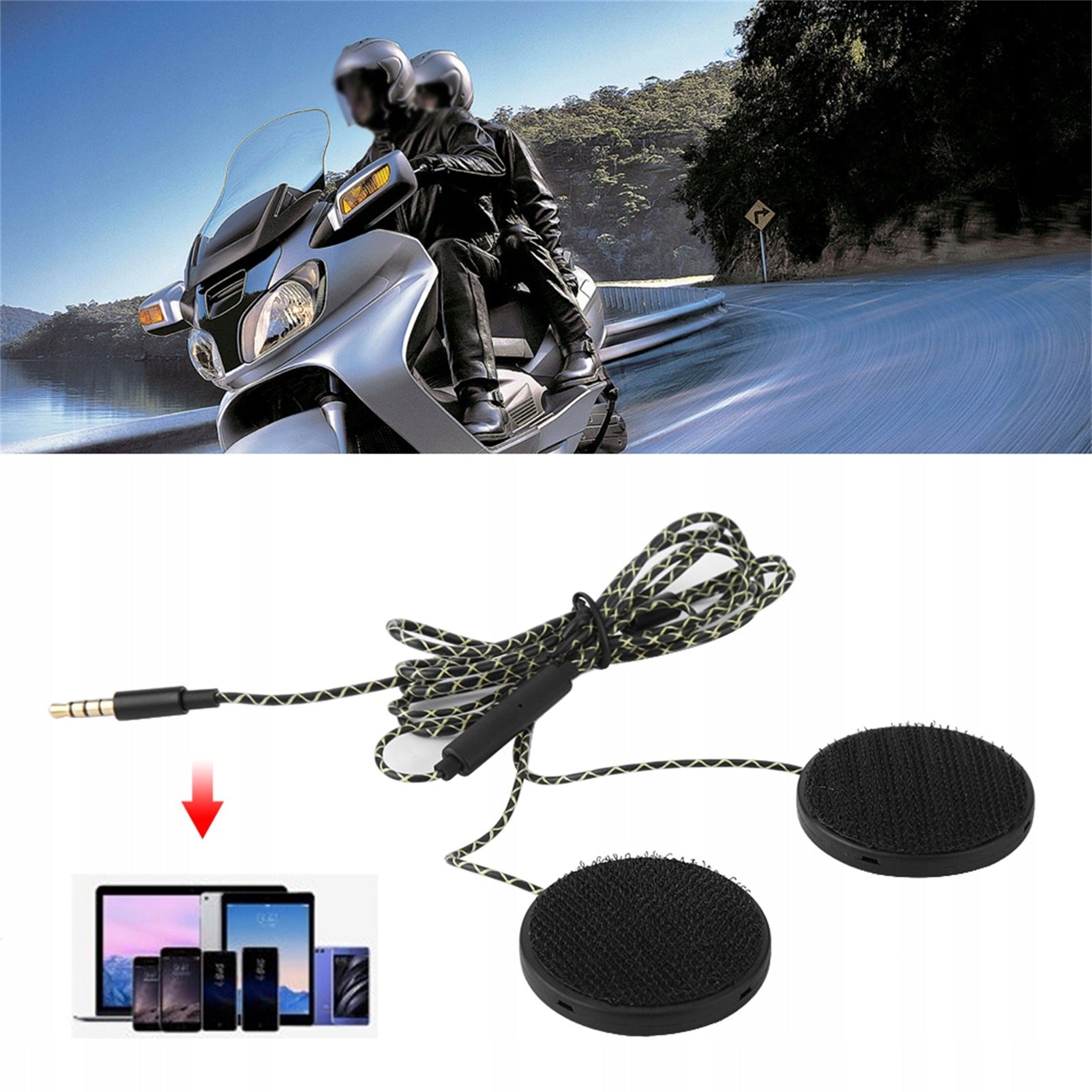 HEADPHONES HELMET MOTORCYCLE FOR HELMET MUSIC BLACK Packaging status original