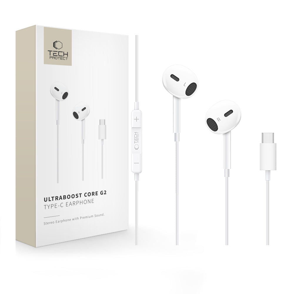 HEADPHONES TECH-PROTECT IN-EAR WIRED ON CABLE TYPE-C USB-C