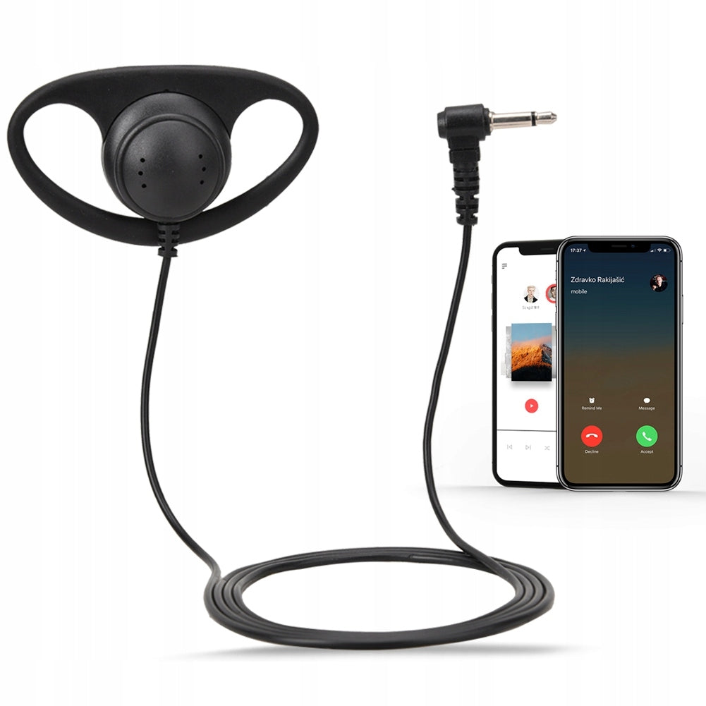 HEADSET TYPE D 3,5 MM WITH SINGLE EARPIECE 90CM BLACK