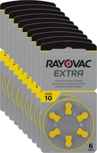 HEARING AID BATTERIES 10AU YELLOW MERCURY FREE 60 PCS. for home Medical device no