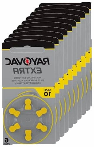 HEARING AID BATTERIES 10AU YELLOW MERCURY FREE 60 PCS. for home