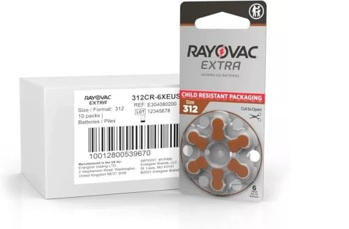 HEARING AID BATTERIES RAYOVAC 312 EXTRA ADVANCED SET OF 60 Medical device no