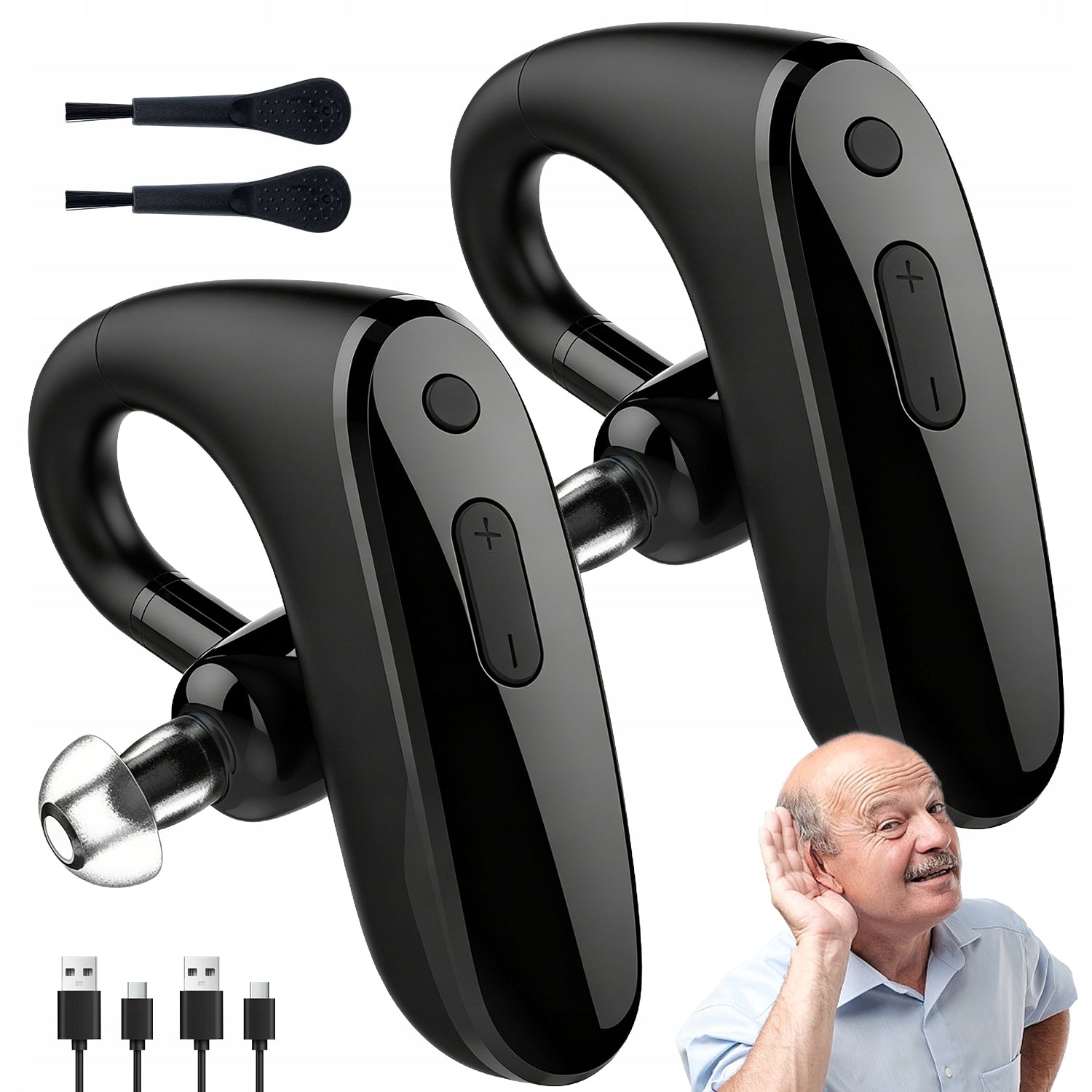 HEARING AID BEHIND-THE-EAR RECHARGEABLE BLUETOOTH AMPLIFIER FOR SENIORS