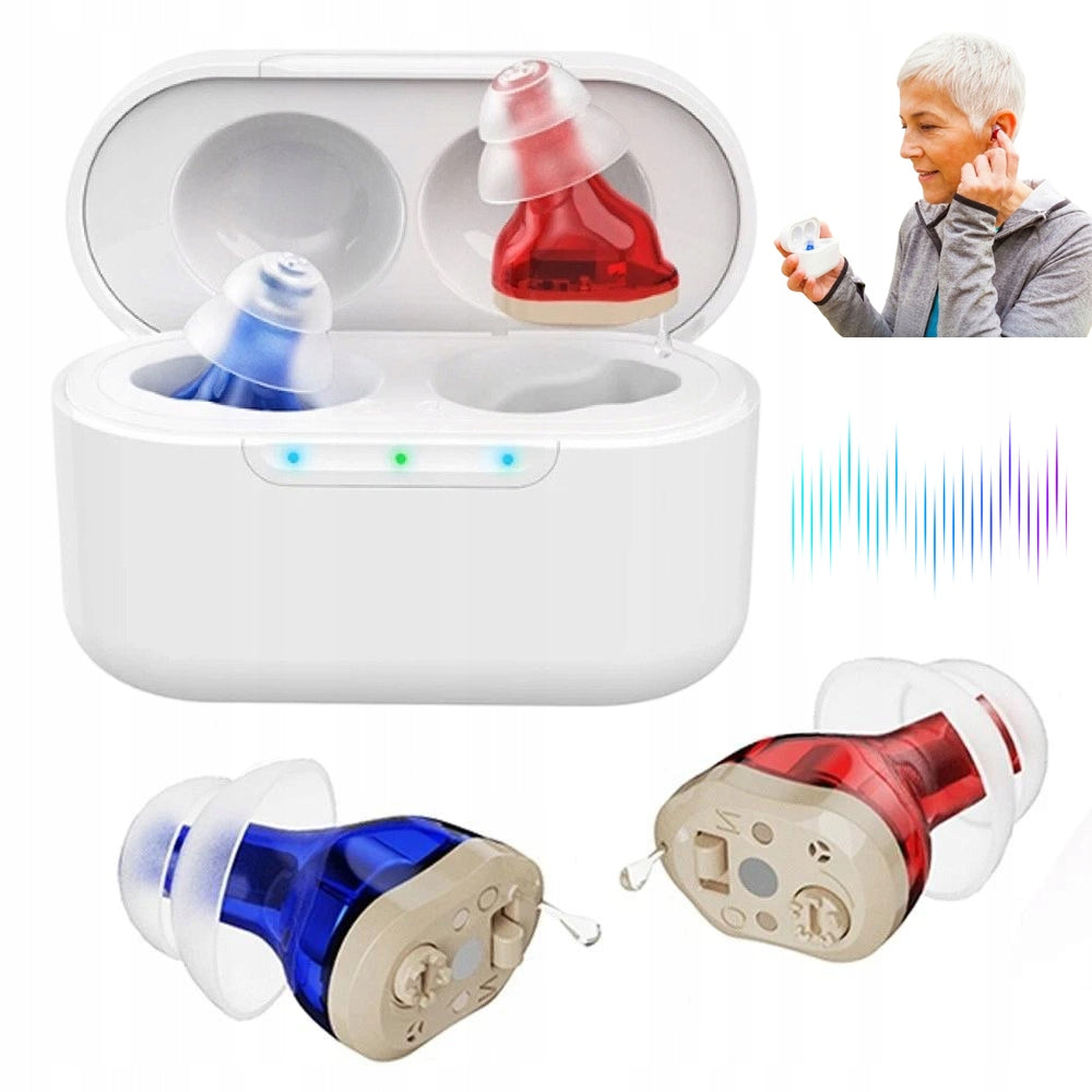 HEARING AID HEARING AMPLIFIER FOR SENIORS 2 IN 1 RECHARGEABLE CHARGING CASE