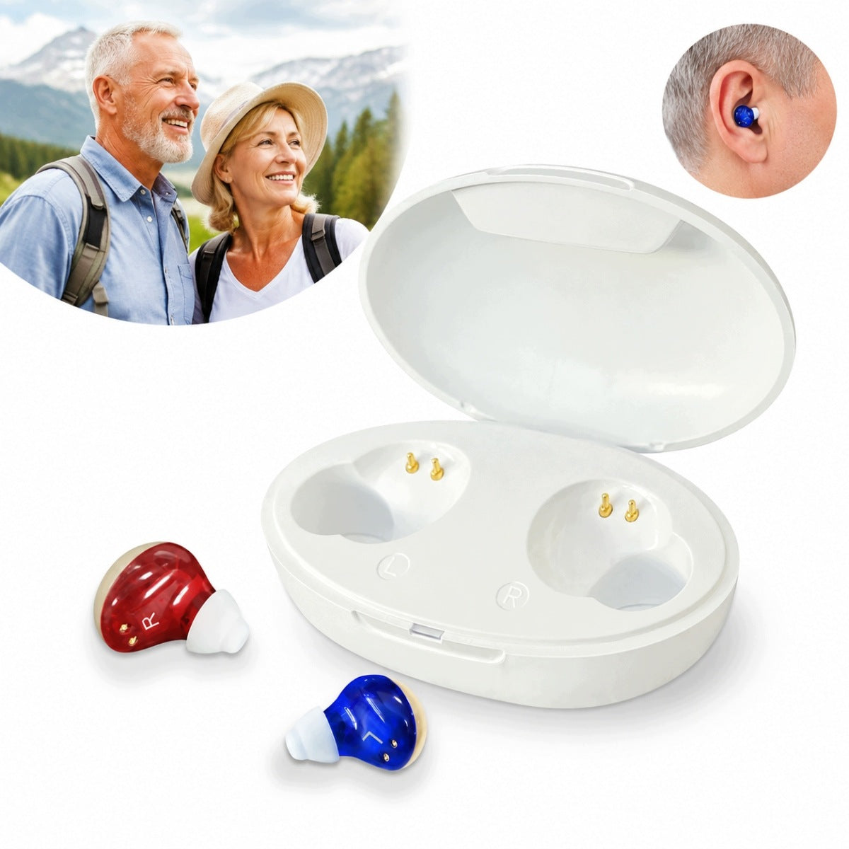 HEARING AID RECHARGEABLE BATTERY IN CASE FOR SENIORS HEARING AIDS