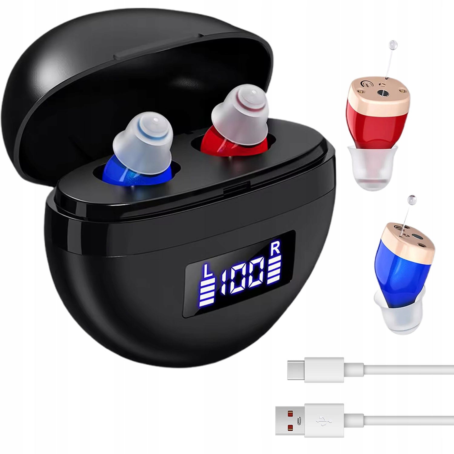 HEARING AID WITH CHARGING AND CASE - WIRELESS, IN-EAR, FOR SENIORS