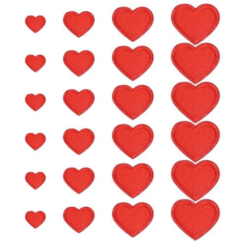HEART PATCHES FOR IRONING FABRIC 24 PIECES FOR CLOTHES GIFT Brand no brand