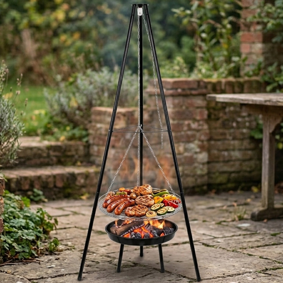 HEARTH TRIPOD GRILL GARDEN FOCAL GRATE HANGING LARGE 47CM FIREPLACE Packaging status original