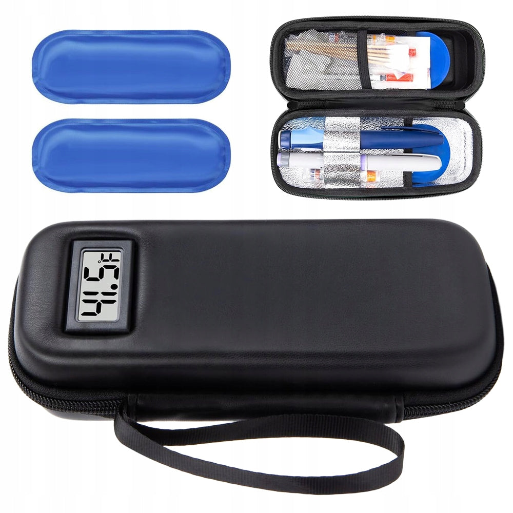 HEAT-INSULATING COOLING BAG FOR INSULIN AND DRUGS WITH DISPLAY