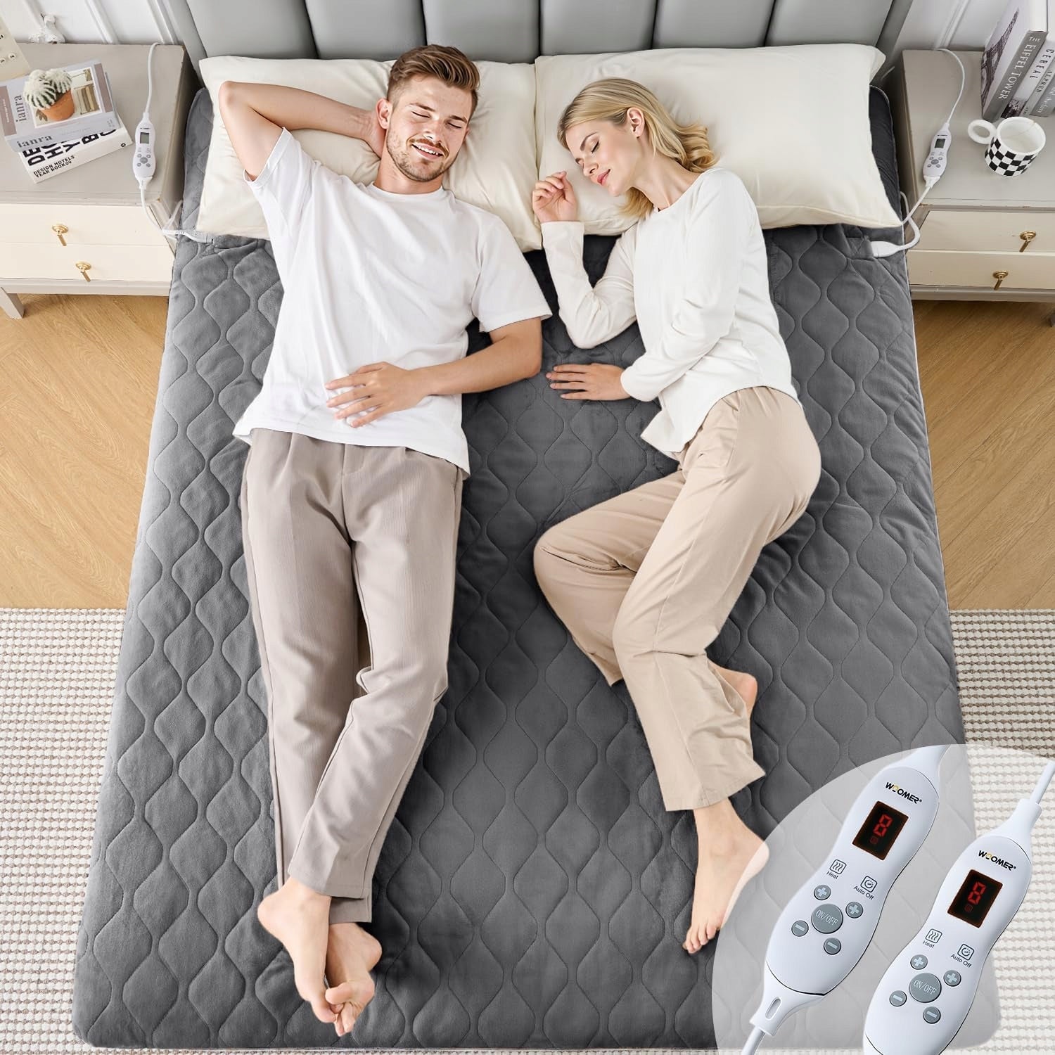 HEATED MAT BED PAD 2 REMOTE CONTROLS 2 HEATING ZONES 150x200cm