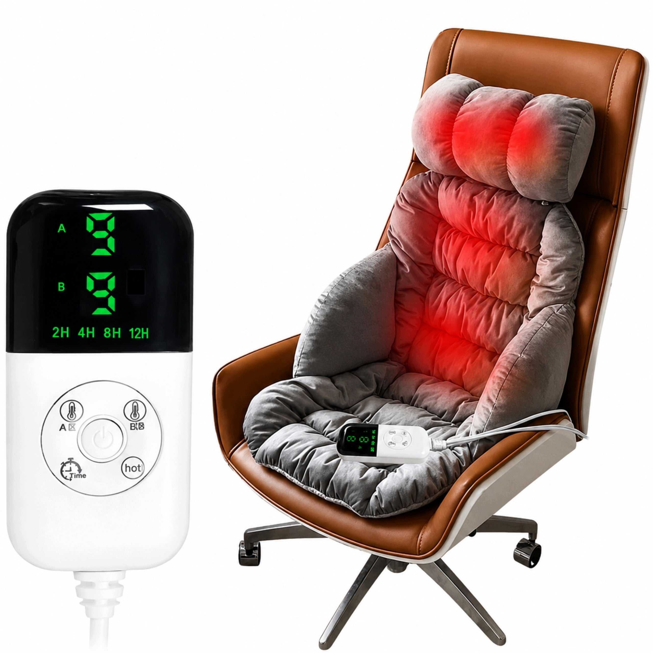 HEATED MAT FOR VELOUR CHAIR 9 LEVELS OF HEATING TIMER 12H GREY Medical device no