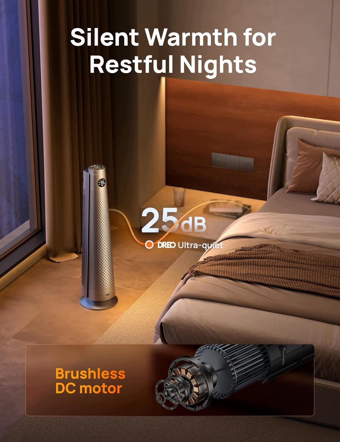 HEATER 2000W CERAMIC PTC QUIET 25DB OSCILLATION 120° TIMER 12H Brand Dreo