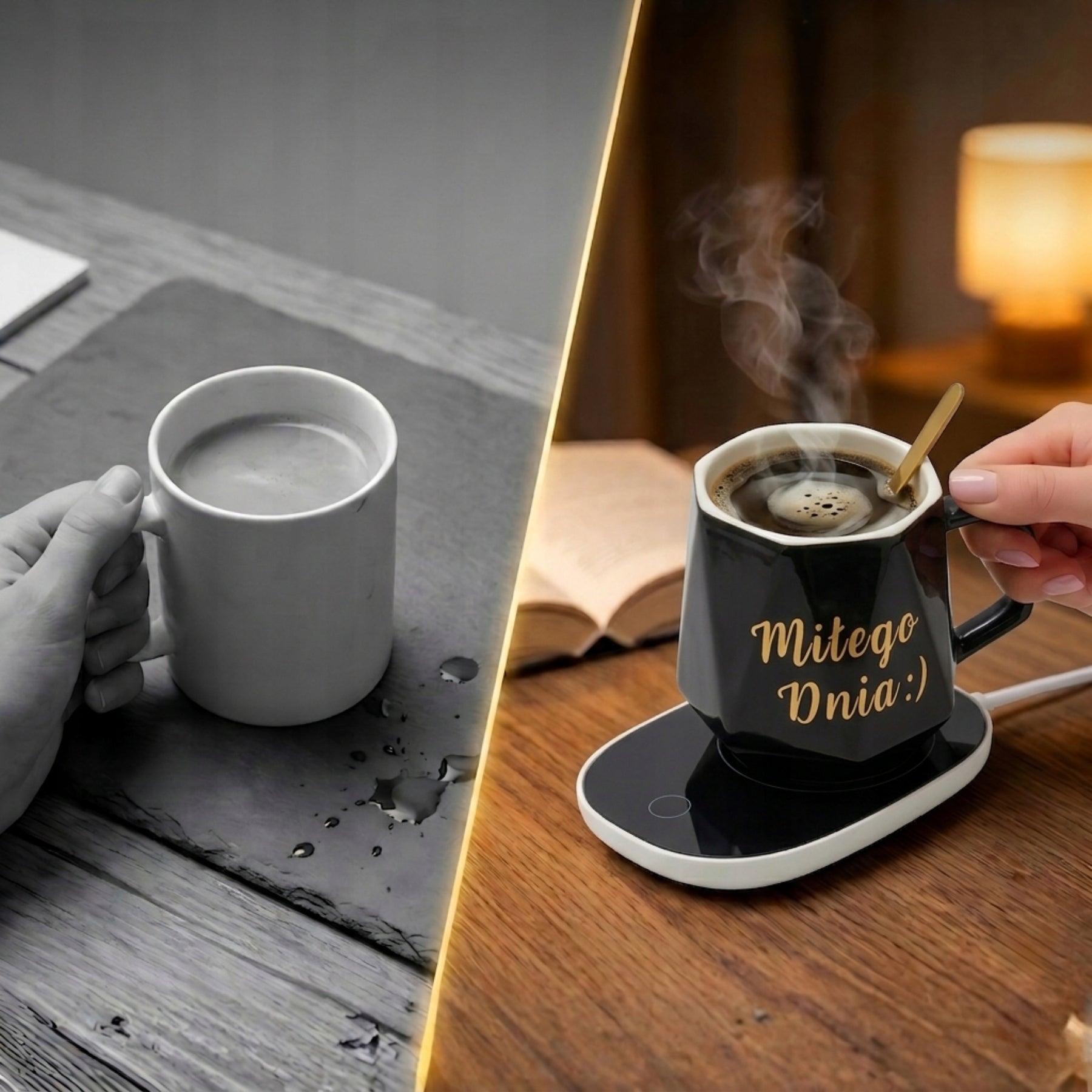 HEATER Ceramic Mug TEA SET GIFT FOR TEACHER Dominant color black