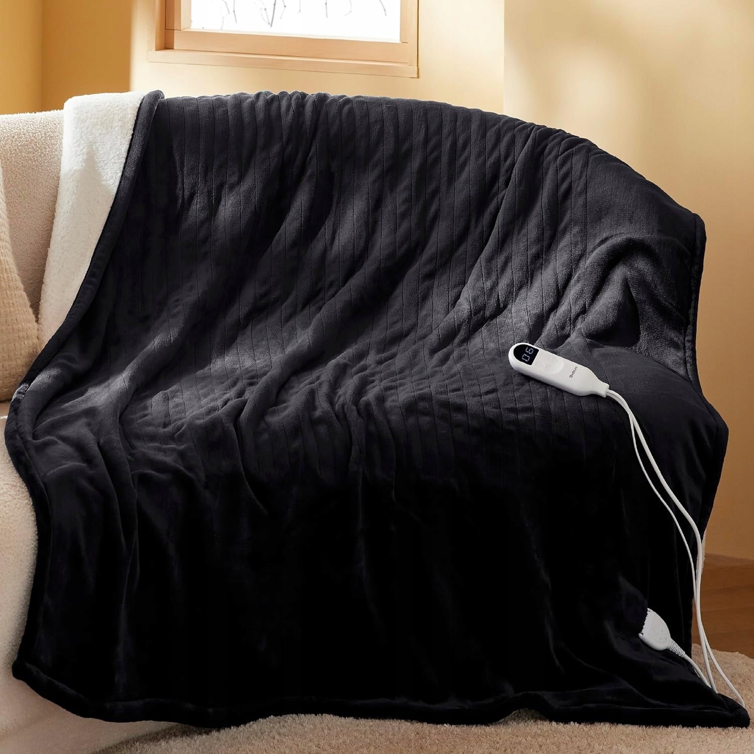 HEATING BLANKET ELECTRIC DUVET CONTROLLED BY REMOTE CONTROL 6 MODES TIMER 130x180CM