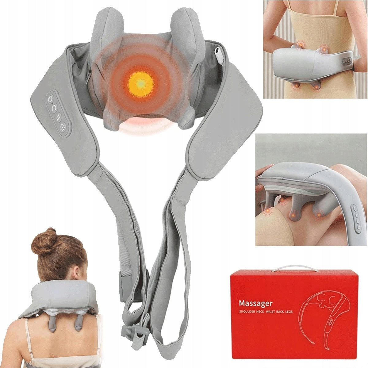 HEATING FUNCTION NECK MASSAGER 360° ROTATING BALLS 2 HEAT LEVELS