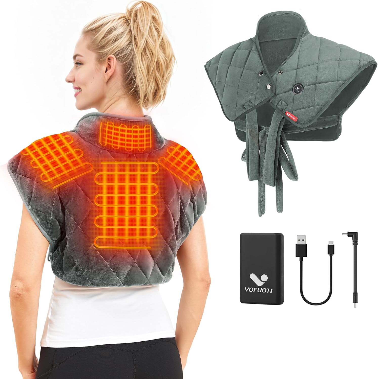 HEATING PAD FOR NECK AND SHOULDERS WITH BATTERY 10000 MAH WARMER 1 KG