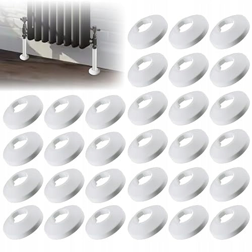 HEATING PIPE COLLARS WHITE PVC COVERS ASSEMBLY WITHOUT TOOLS SET OF 3