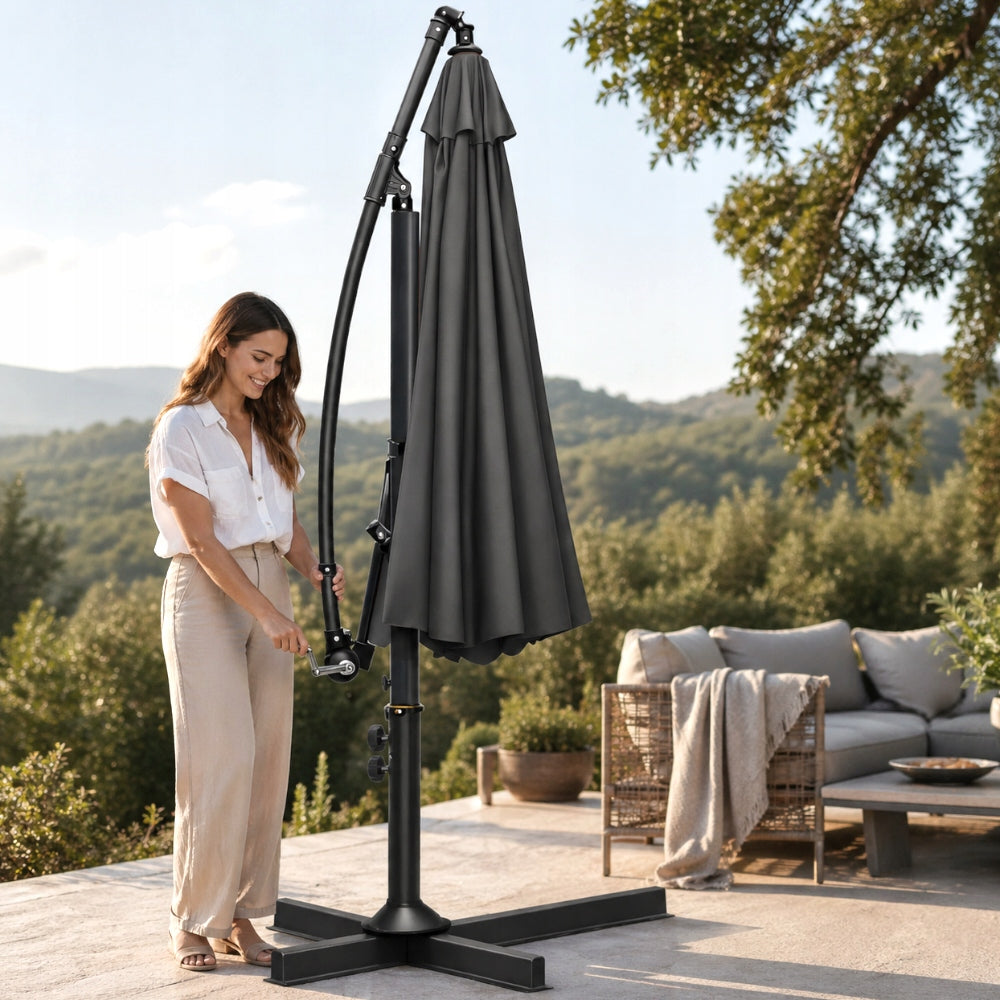 HEAVY DUTY FOLDING UMBRELLA SOLID WITH BOOM FRILL + COVER Diameter/width 300 cm