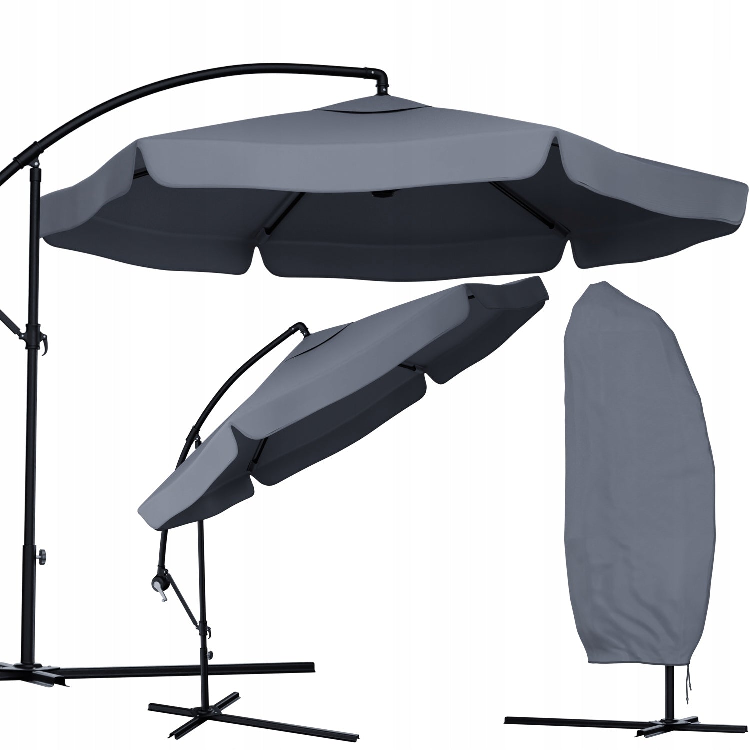 HEAVY DUTY FOLDING UMBRELLA SOLID WITH BOOM FRILL + COVER