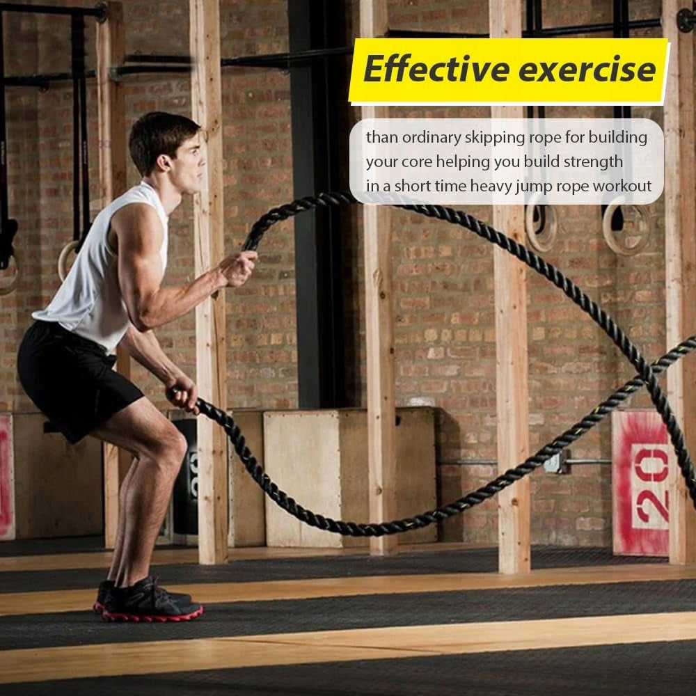 HEAVY JUMP ROPE FOR TRAINING 1,12 KG 2,8 M 25 MM WITH HANDLE Rope length 280 cm