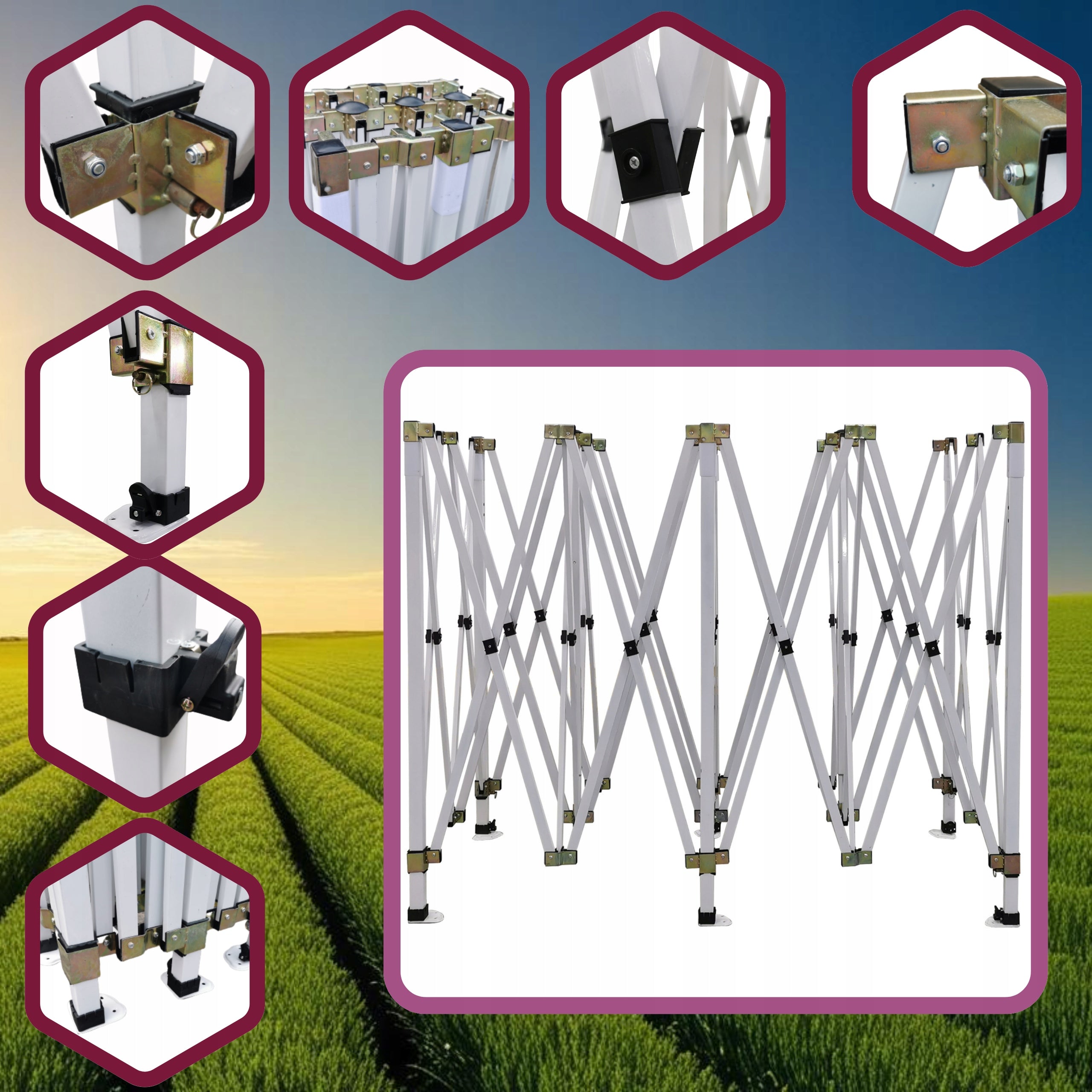 HEAVY TENT 3X6 BORDO 68 kg commercial pavilion Namaxa garden connectors metal EAN (GTIN) 5901885575100