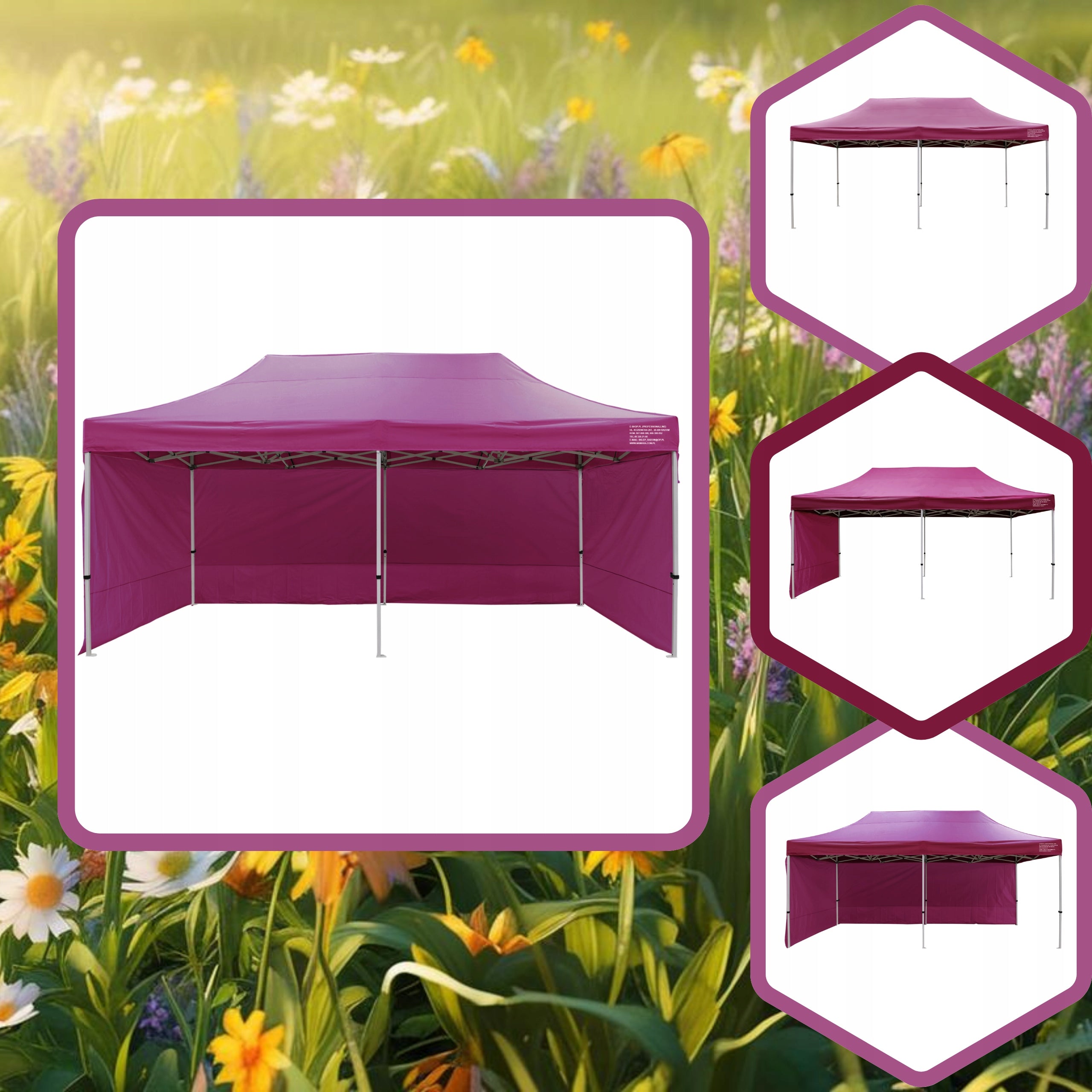 HEAVY TENT 3X6 BORDO 68 kg commercial pavilion Namaxa garden connectors metal Manufacturer Namaxa
