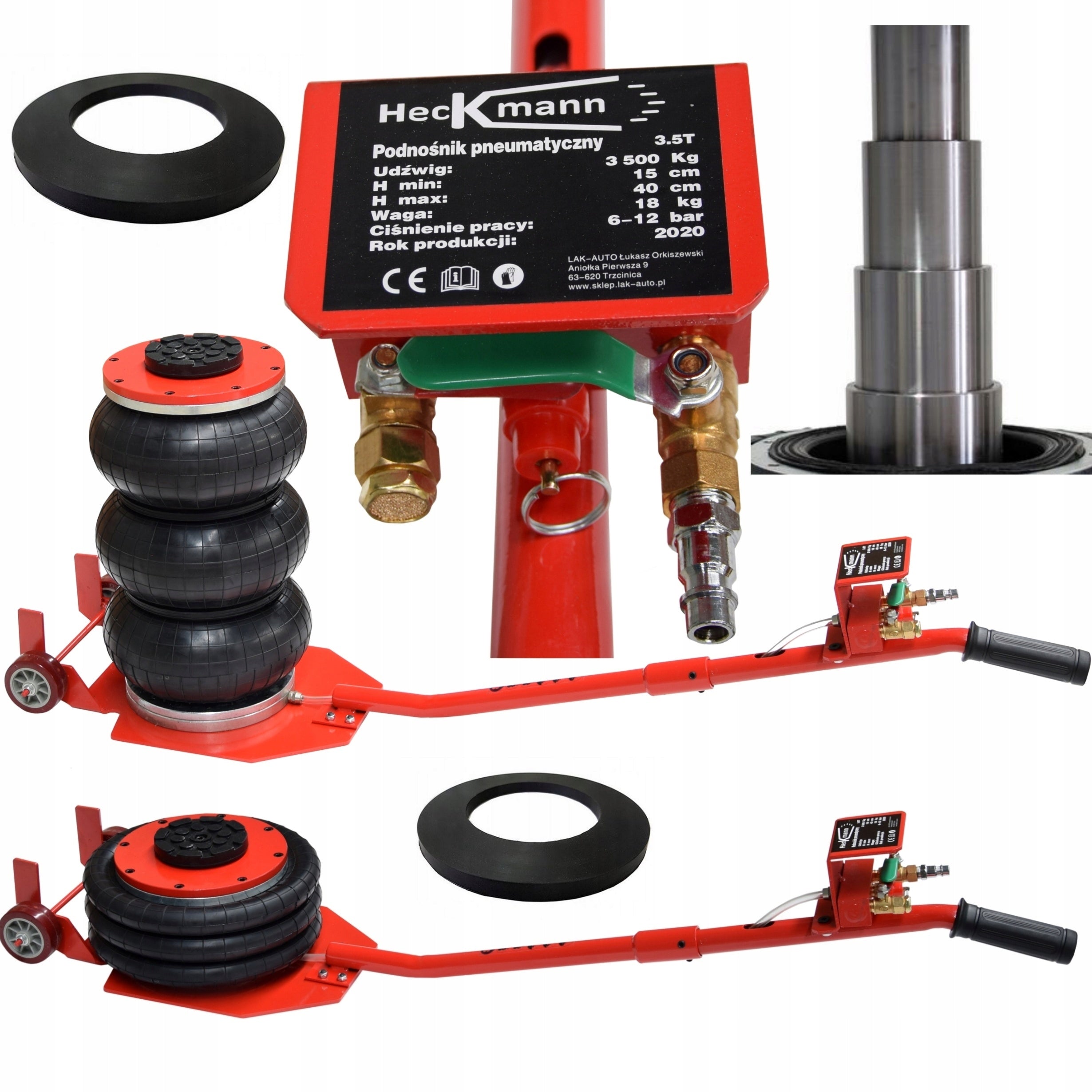 HECKMANN PNEUMATIC LIFT 15-40cm SNOWMAN 3.5T + RUBBER FROG 3500kg