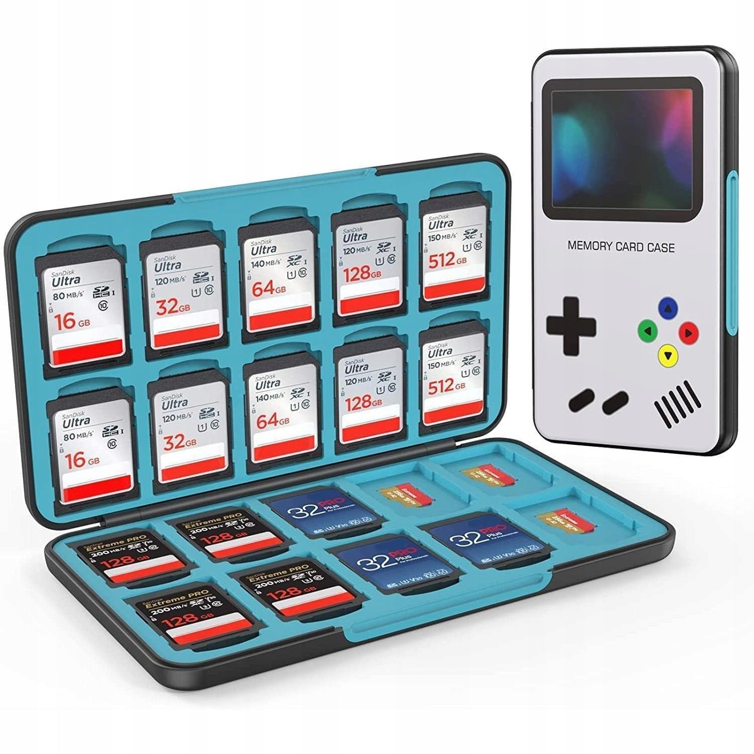 HEIYING Memory Card Case for 20 SD/TF Cards, Portable, Sturdy, Black