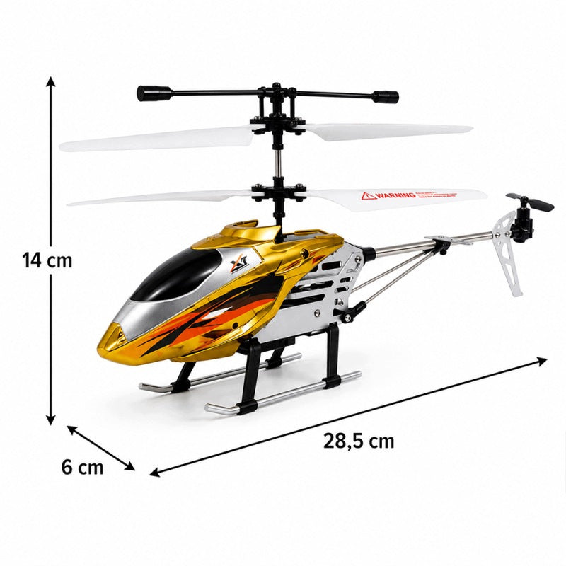 HELICOPTER RC METAL REMOTE CONTROLLED WITH REMOTE CONTROL GOLD FOR CHILDREN Packaging status original